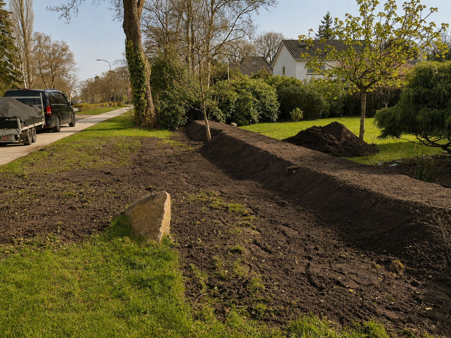 Nieuwe oprit met bestrating